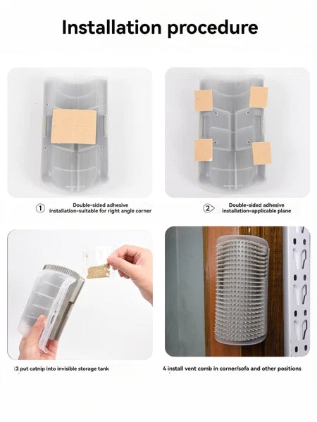 1x Cat Self Groomer Brush Wall Corner Grooming Brush Massage hair scratcher