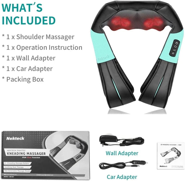 Shiatsu Neck and Back Massager with Soothing Heat, Nekteck Electric Deep