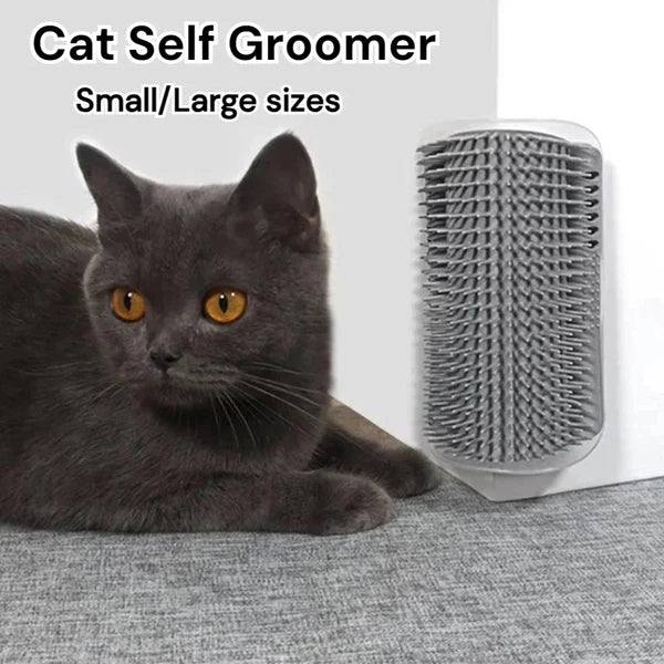 Wall-Mounted Cat Scratcher & Self-Groomer: Pet Brush, Hair Remover & Massage Too