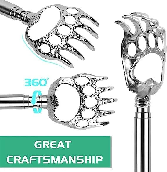 Telescopic BEAR CLAW BACK SCRATCHER Metal Extending Extendable Massager Portable