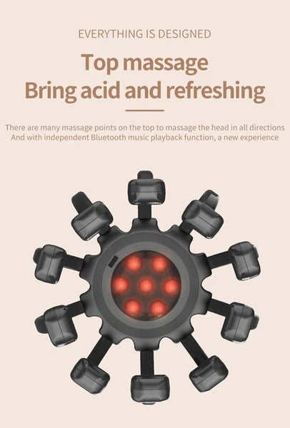 Electric Head Massager Portable 10 Vibrating Massage Contacts Bluetooth Music