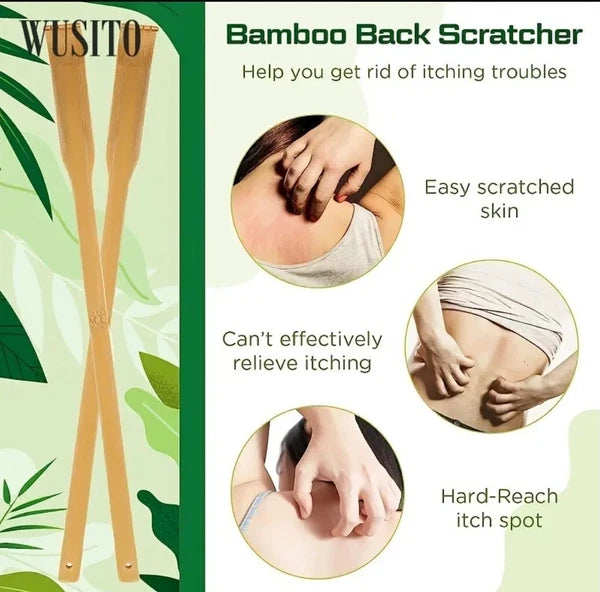 2 Piece Quality Natural Bamboo Back Scratcher Long Reach Pick Itch Relief Tool