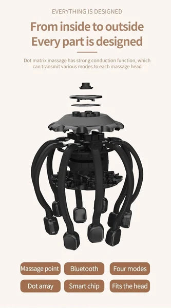 Electric Head Massager Portable 10 Vibrating Massage Contacts Bluetooth Music