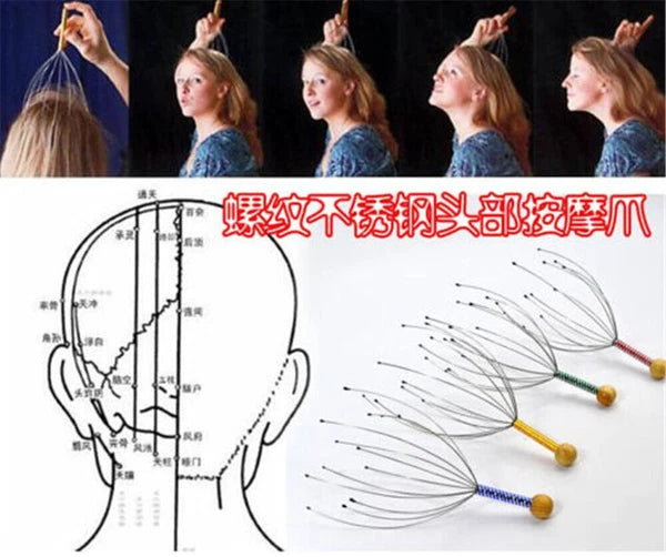2pc/set Head Massager Metal Scalp Neck Body Natural Relax Pain Relief Scratcher