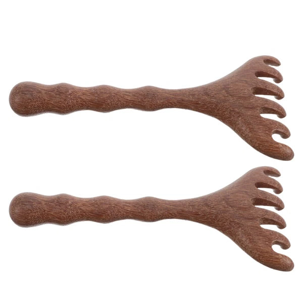 2pcs Head Massager Scalp Wooden Portable Head Scratcher Massager Wood Combs for