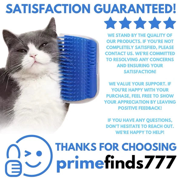 Cat Self-Groomer & Face Scratcher -Wall Corner Massage Comb, Grooming Brush Tool
