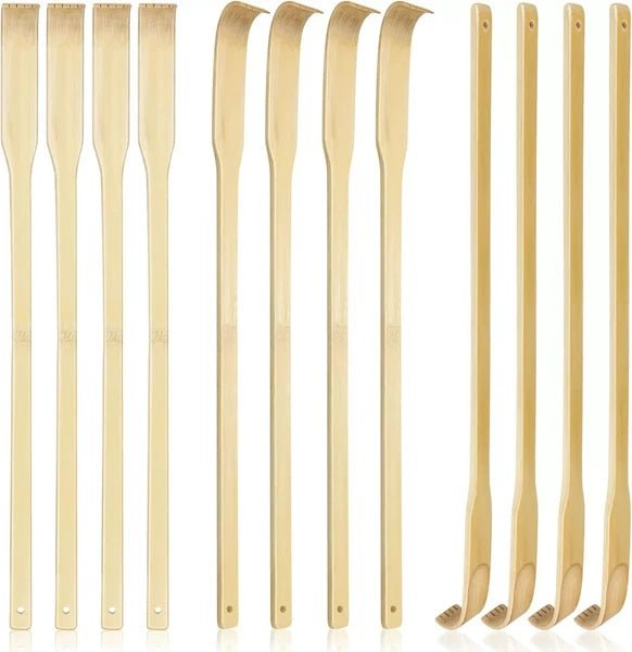 12 PCS Natural Bamboo Back Scratcher Traditional Wooden Back Scratcher,Long Back