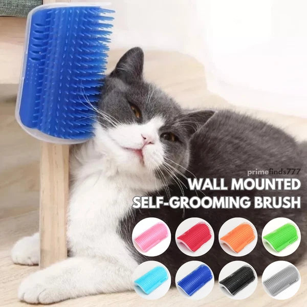 Cat Self-Groomer & Face Scratcher -Wall Corner Massage Comb, Grooming Brush Tool