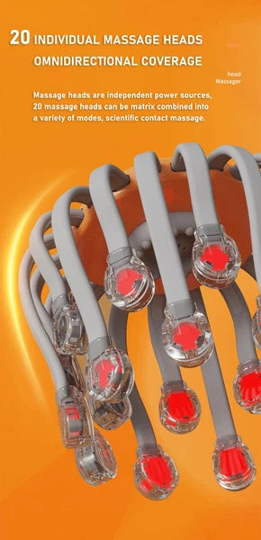 20Massage Heads Orange Scalp Head Massager Red Light Vibrator Octopus Scratcher
