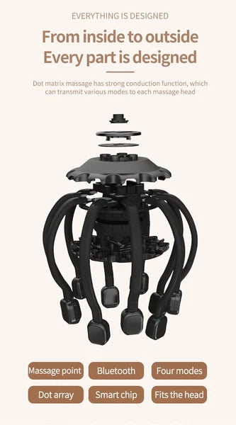 Electric Head Massager Portable 10 Vibrating Massage Contacts Bluetooth Music