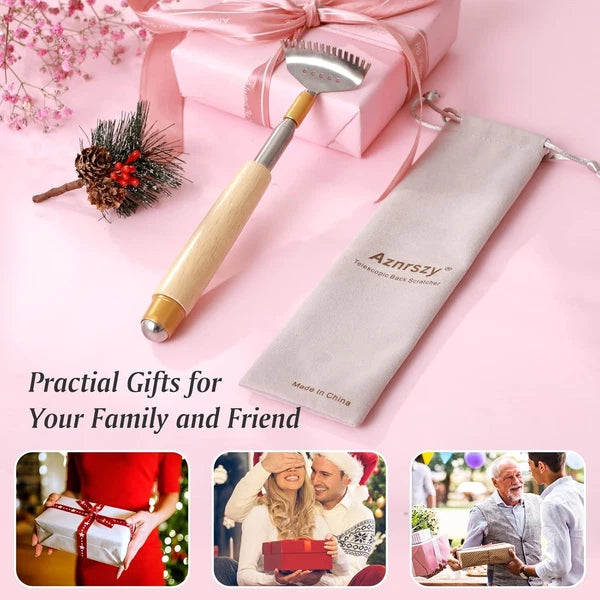 2Pcs Extendable Back Scratchers - Durable Metal & Wood, 20'' & 24'' Sizes