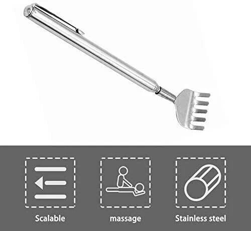 6 inch Stainless Steel Telescopic Back Scratcher Claw Massager for back