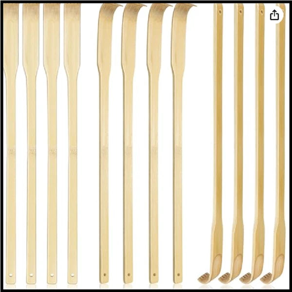 12 PCS Natural Bamboo Back Scratcher Traditional Wooden Back Scratcher,Long Back