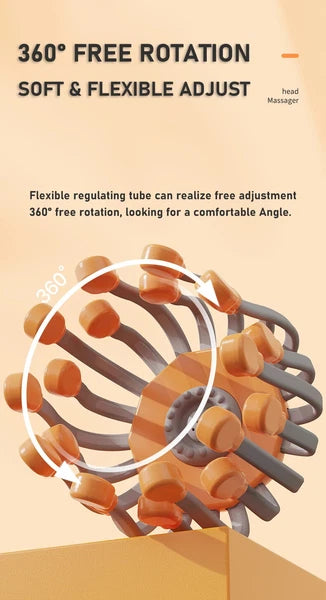 20Massage Heads Orange Scalp Head Massager Red Light Vibrator Octopus Scratcher